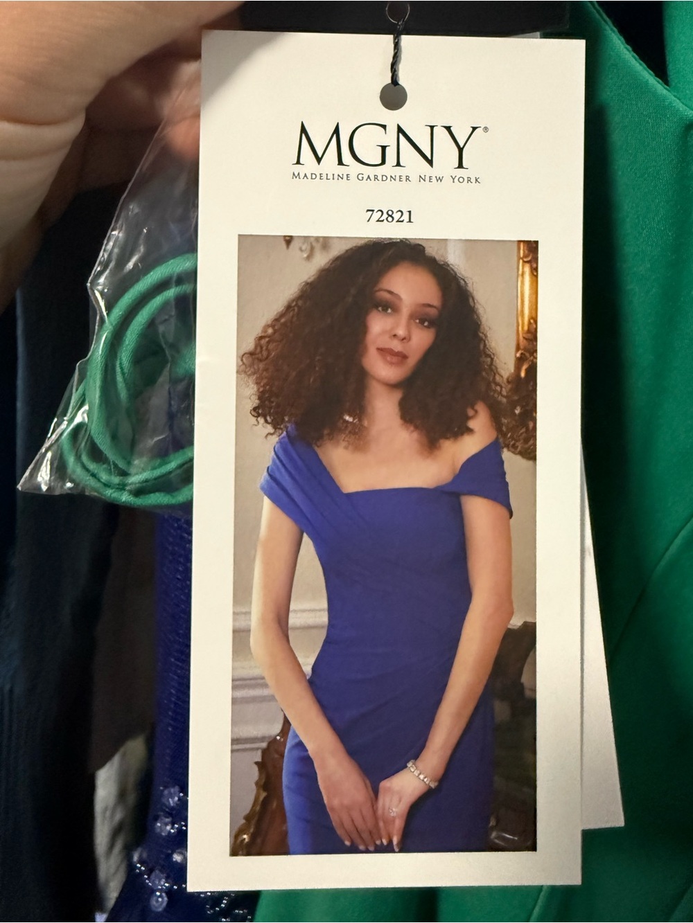 MGNY One-Shoulder Cocktail Dress in Royal Blue